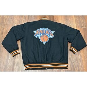 New York Knicks NYK JH Design Reversible Varsity Jacket 2XL Black Orange RARE!